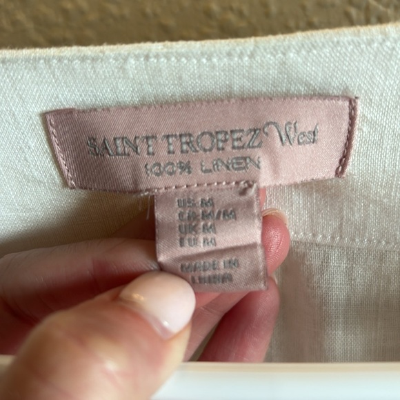 Saint Tropez West White Relaxed 100% Linen Tunic/ Size Medium - Picture 3 of 5